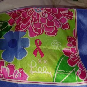 LILY PULITZER SILK SCARF VINTAGE FOR BREAST CANCER